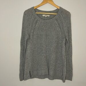 Gray Crochet Long Sleeve Sweater
